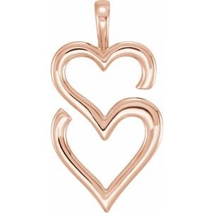 14K Rose Double Heart Pendant - BN & CO JEWELRY