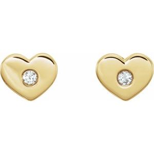 14K Yellow .06 CTW Natural Diamond Heart Earrings - BN & CO JEWELRY