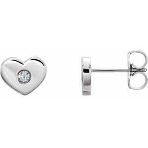14K White .06 CTW Natural Diamond Heart Earrings - BN & CO JEWELRY