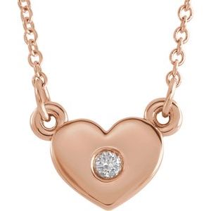 14K Rose .03 CTW Natural Diamond Heart 16" Necklace - BN & CO JEWELRY