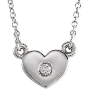 Sterling Silver .03 CTW Natural Diamond Heart 16" Necklace - BN & CO JEWELRY