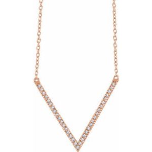 14K Rose 1/6 CTW Natural Diamond V 16-18" Necklace - BN & CO JEWELRY