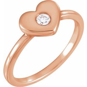 14K Rose .03 CT Natural Diamond Heart Ring - BN & CO JEWELRY