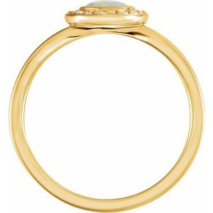 14K Yellow Natural White Opal & .07 CTW Natural Diamond Halo-Style Ring - BN & CO JEWELRY