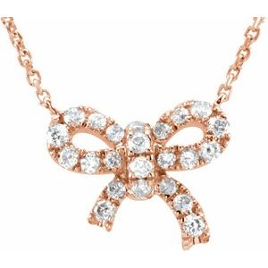14K Rose 1/6 CTW Natural Diamond Bow 18" Necklace - BN & CO JEWELRY