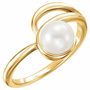14K Yellow Cultured White Freshwater Pearl Ring - BN & CO JEWELRY