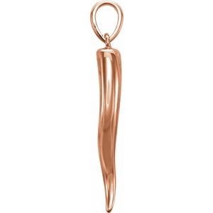 14K Rose 30.7x7 mm Italian Horn Pendant - BN & CO JEWELRY