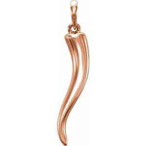 14K Rose 30.7x7 mm Italian Horn Pendant - BN & CO JEWELRY