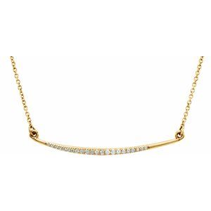 14K Yellow 1/8 CTW Natural Diamond Curved Bar 16" Necklace - BN & CO JEWELRY