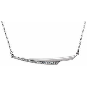 14K White .08 CTW Natural Diamond Bar 17.5" Necklace - BN & CO JEWELRY