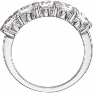 14K White 3.8 mm Round Five-Stone Anniversary Band - BN & CO JEWELRY