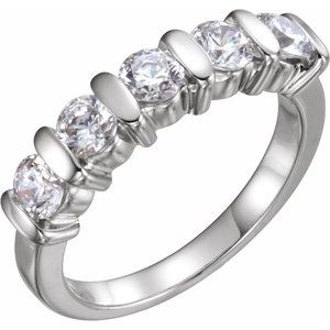 14K White 3.8 mm Round Five-Stone Anniversary Band - BN & CO JEWELRY