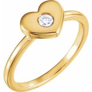 14K Yellow .03 CT Natural Diamond Heart Ring - BN & CO JEWELRY