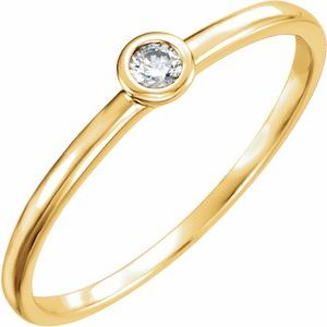 14K Yellow .06 CT Natural Diamond Bezel-Set Ring - BN & CO JEWELRY