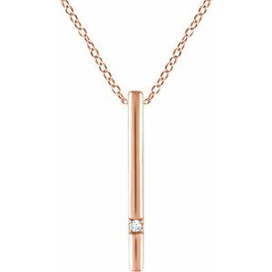 14K Rose .015 CT Natural Diamond Bar 16-18" Necklace - BN & CO JEWELRY