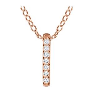 14K Rose .05 CTW Natural Diamond Bar 16-18" Necklace - BN & CO JEWELRY