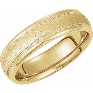14K Yellow 6 mm Half Round Band with Milgrain & Florentine Finish Size 14 - BN & CO JEWELRY