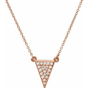 14K Rose 1/5 CTW Natural Diamond Triangle 16" Necklace - BN & CO JEWELRY