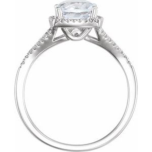 14K White Lab-Grown White Sapphire & 1/5 CTW Natural Diamond Ring - BN & CO JEWELRY