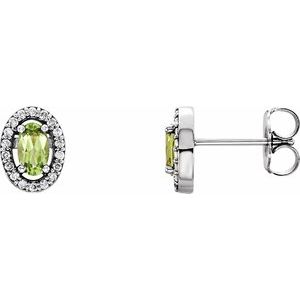 14K White Natural Peridot & .08 CTW Natural Diamond Earrings - BN & CO JEWELRY