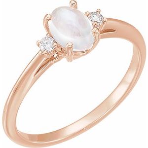 14K Rose Natural Rainbow Moonstone & .06 CTW Natural Diamond Ring - BN & CO JEWELRY