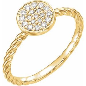 14K Yellow 1/6 CTW Diamond Cluster Rope Ring - BN & CO JEWELRY