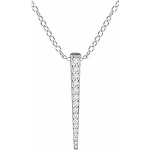 14K White 1/4 CTW Natural Diamond Graduated 16-18" Bar Necklace - BN & CO JEWELRY