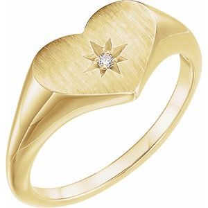 14K Yellow .01 CT Diamond 11.9 mm Heart Starburst Ring - BN & CO JEWELRY