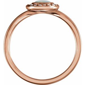 14K Rose Natural White Opal & .07 CTW Natural Diamond Halo-Style Ring - BN & CO JEWELRY