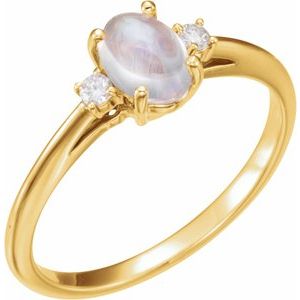 14K Yellow Natural Rainbow Moonstone & .06 CTW Natural Diamond Ring - BN & CO JEWELRY