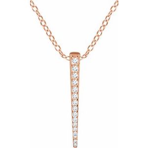 14K Rose 1/4 CTW Natural Diamond Graduated Bar 16-18" Necklace - BN & CO JEWELRY