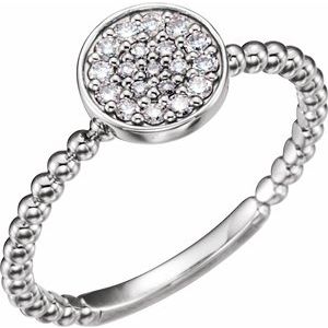 14K White 1/8 CTW Diamond Cluster Beaded Ring - BN & CO JEWELRY