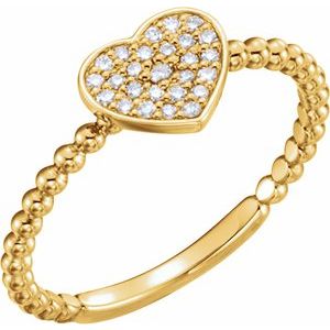 14K Yellow 1/8 CTW Diamond Heart Bead Ring - BN & CO JEWELRY