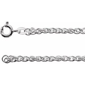 Rhodium-Plated Sterling Silver 2 mm 16" Rope Chain - BN & CO JEWELRY