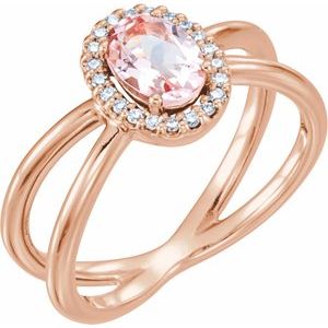 14K Rose Natural Morganite & .08 CTW Natural Diamond Ring - BN & CO JEWELRY
