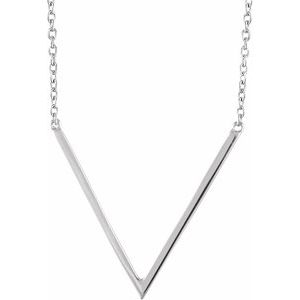 14K White "V" 16-18" Necklace - BN & CO JEWELRY