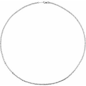 Rhodium-Plated Sterling Silver 2 mm 16" Rope Chain - BN & CO JEWELRY