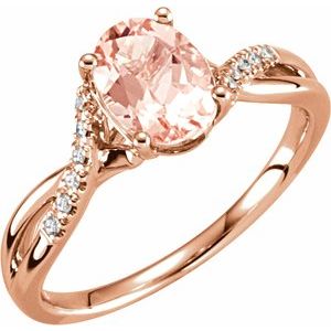 14K Rose Natural Morganite & .06 CTW Natural Diamond Ring Size 7 - BN & CO JEWELRY