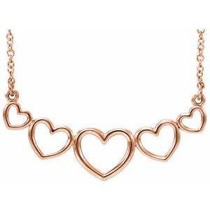 14K Rose Graduated Heart 17 1/2" Necklace - BN & CO JEWELRY