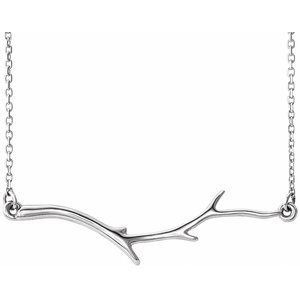 14K White 37x8.9 mm Branch Bar 16-18" Necklace - BN & CO JEWELRY