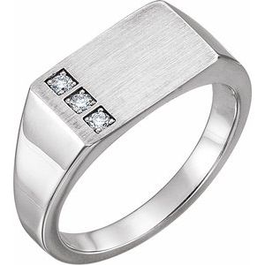 Platinum 1/10 CTW Natural Diamond Signet Ring - BN & CO JEWELRY
