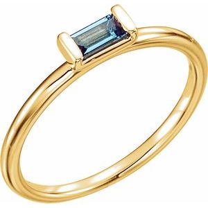 14K Yellow Natural London Blue Topaz Stackable Ring - BN & CO JEWELRY