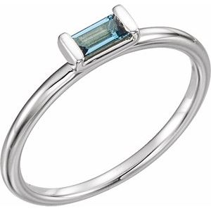 14K White Natural London Blue Topaz Stackable Ring - BN & CO JEWELRY