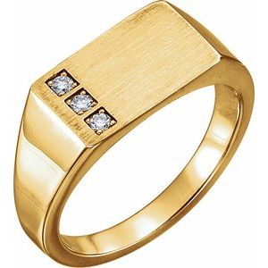 14K Yellow 1/10 CTW Natural Diamond Signet Ring - BN & CO JEWELRY