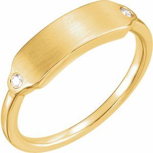 14K Yellow .03 CTW Diamond 18x5 mm Rectangle Signet Ring - BN & CO JEWELRY