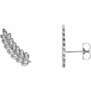 14K White Petite Leaf Ear Climbers - BN & CO JEWELRY