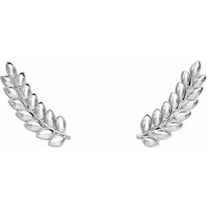 14K White Petite Leaf Ear Climbers - BN & CO JEWELRY