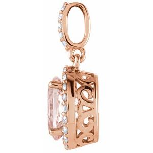 14K Rose Natural Morganite & 1/6 CTW Natural Diamond Pendant - BN & CO JEWELRY