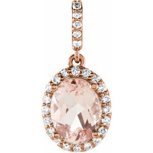 14K Rose Natural Morganite & 1/6 CTW Natural Diamond Pendant - BN & CO JEWELRY