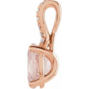 14K Rose Natural Morganite & .03 CTW Natural Diamond Pendant - BN & CO JEWELRY